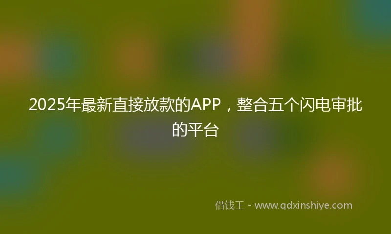 2025年最新直接放款的APP，整合五个闪电审批的平台