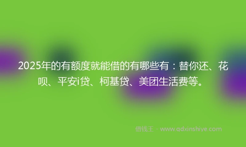 2025年的有额度就能借的有哪些有：替你还、花呗、平安i贷、柯基贷、美团生活费等。