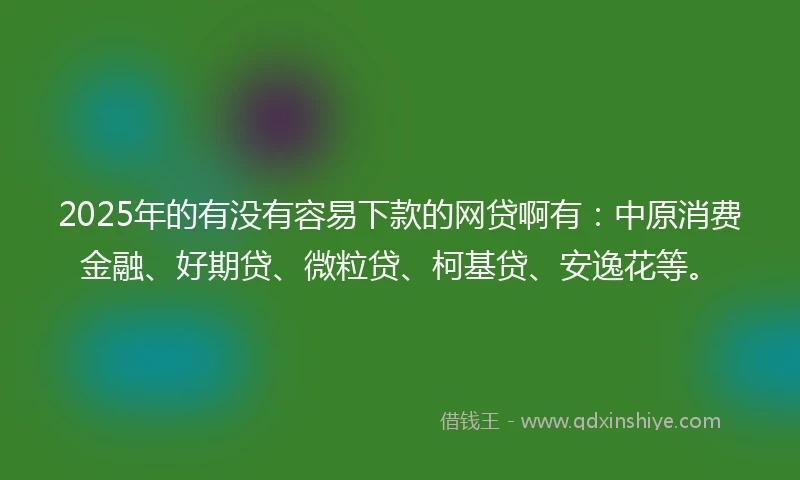 2025年的有没有容易下款的网贷啊有：中原消费金融、好期贷、微粒贷、柯基贷、安逸花等。
