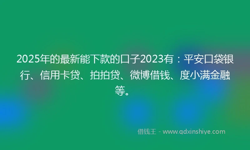 2025年的最新能下款的口子2023有：平安口袋银行、信用卡贷、拍拍贷、微博借钱、度小满金融等。