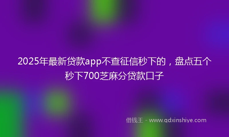 2025年最新贷款app不查征信秒下的，盘点五个秒下700芝麻分贷款口子