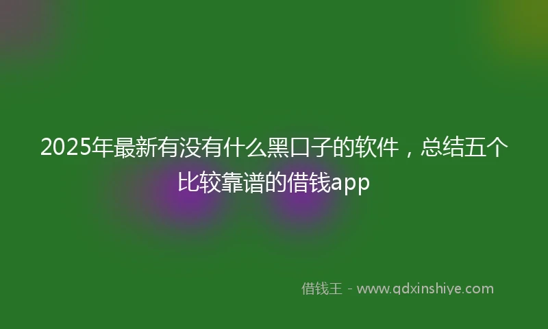 2025年最新有没有什么黑口子的软件，总结五个比较靠谱的借钱app