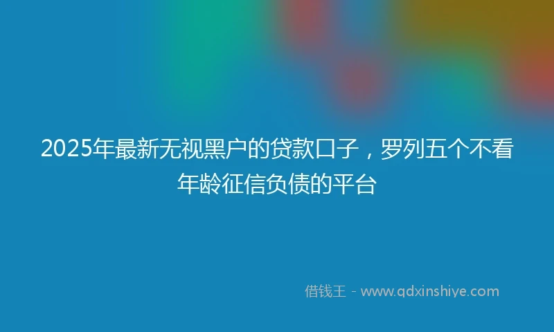 2025年最新无视黑户的贷款口子，罗列五个不看年龄征信负债的平台