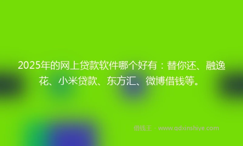 2025年的网上贷款软件哪个好有：替你还、融逸花、小米贷款、东方汇、微博借钱等。