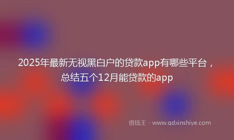 2025年最新无视黑白户的贷款app有哪些平台，总结五个12月能贷款的app