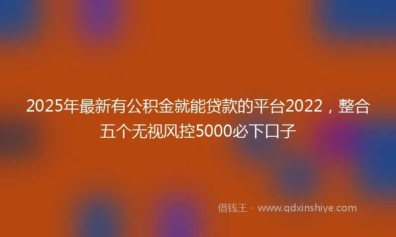 2025年最新有公积金就能贷款的平台2022，整合五个无视风控5000必下口子
