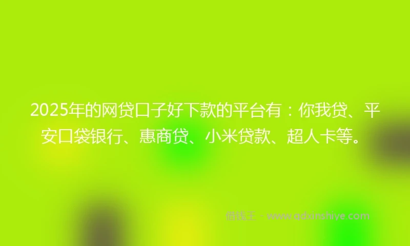 2025年的网贷口子好下款的平台有：你我贷、平安口袋银行、惠商贷、小米贷款、超人卡等。