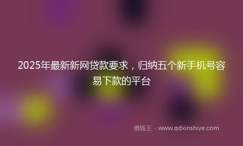 2025年最新新网贷款要求，归纳五个新手机号容易下款的平台
