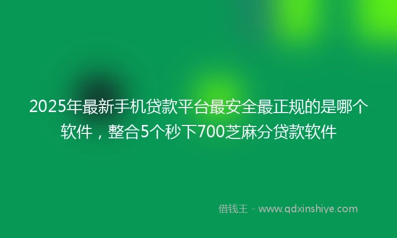 2025年最新手机贷款平台最安全最正规的是哪个软件，整合5个秒下700芝麻分贷款软件