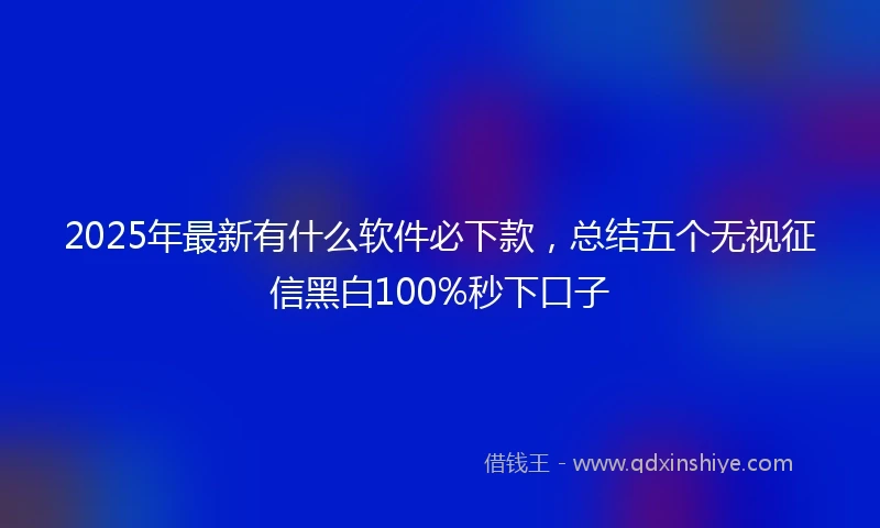 2025年最新有什么软件必下款，总结五个无视征信黑白100%秒下口子