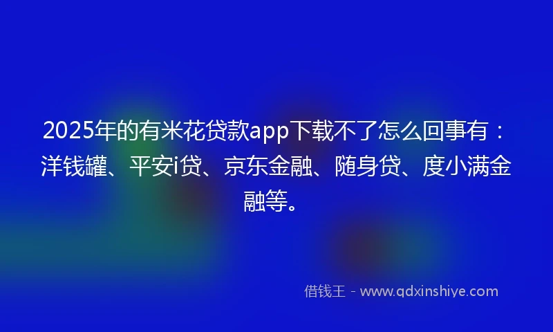 2025年的有米花贷款app下载不了怎么回事有：洋钱罐、平安i贷、京东金融、随身贷、度小满金融等。