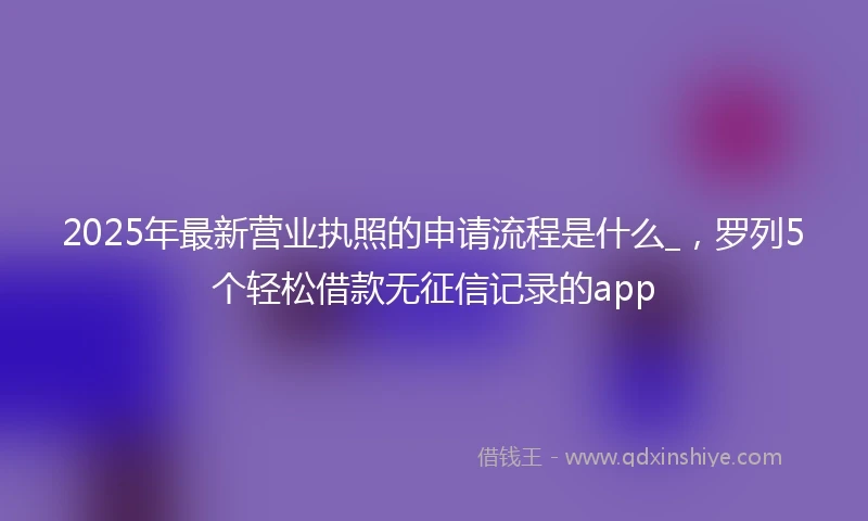 2025年最新营业执照的申请流程是什么_，罗列5个轻松借款无征信记录的app