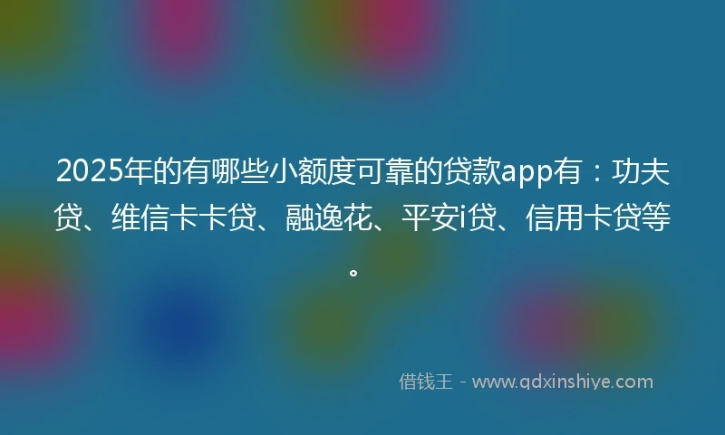 2025年的有哪些小额度可靠的贷款app有：功夫贷、维信卡卡贷、融逸花、平安i贷、信用卡贷等。