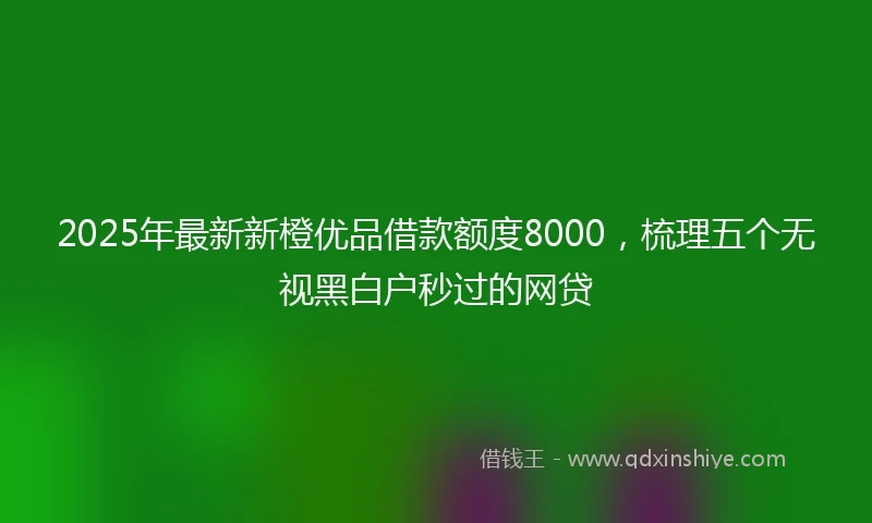 2025年最新新橙优品借款额度8000，梳理五个无视黑白户秒过的网贷