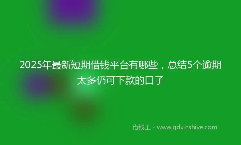 2025年最新短期借钱平台有哪些，总结5个逾期太多仍可下款的口子