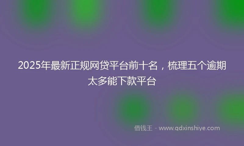 2025年最新正规网贷平台前十名，梳理五个逾期太多能下款平台
