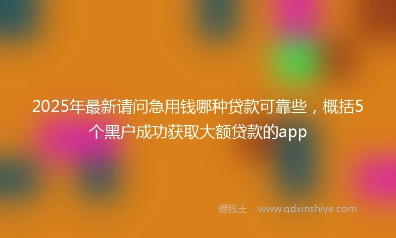 2025年最新请问急用钱哪种贷款可靠些，概括5个黑户成功获取大额贷款的app