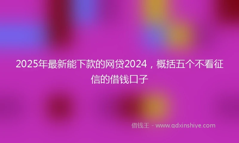 2025年最新能下款的网贷2024，概括五个不看征信的借钱口子