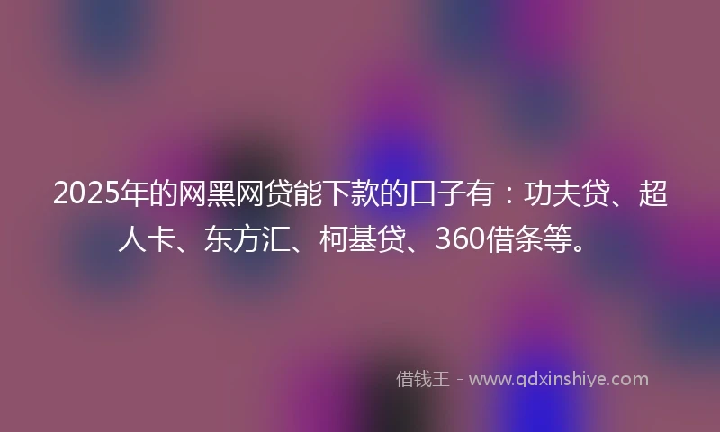 2025年的网黑网贷能下款的口子有：功夫贷、超人卡、东方汇、柯基贷、360借条等。