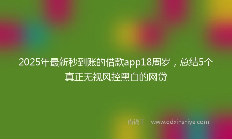 2025年最新秒到账的借款app18周岁，总结5个真正无视风控黑白的网贷