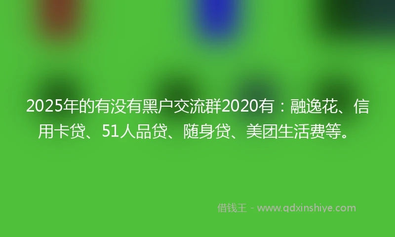 2025年的有没有黑户交流群2020有：融逸花、信用卡贷、51人品贷、随身贷、美团生活费等。