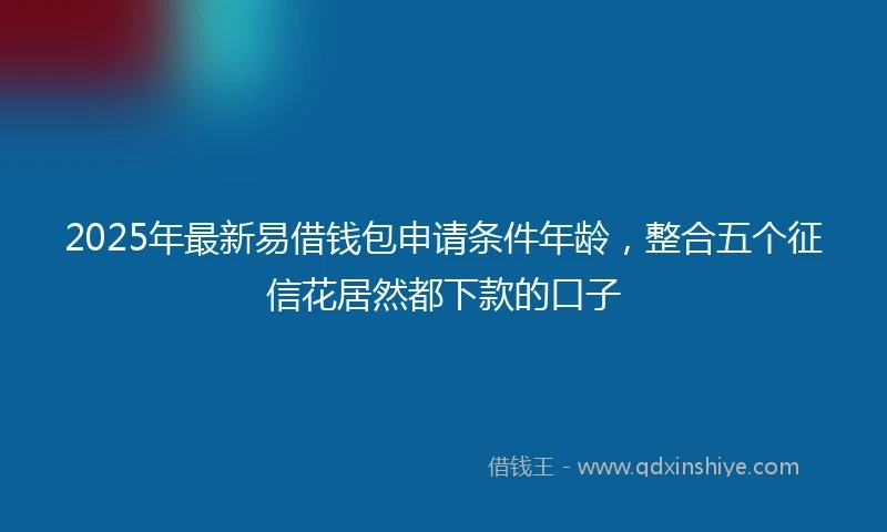 2025年最新易借钱包申请条件年龄，整合五个征信花居然都下款的口子