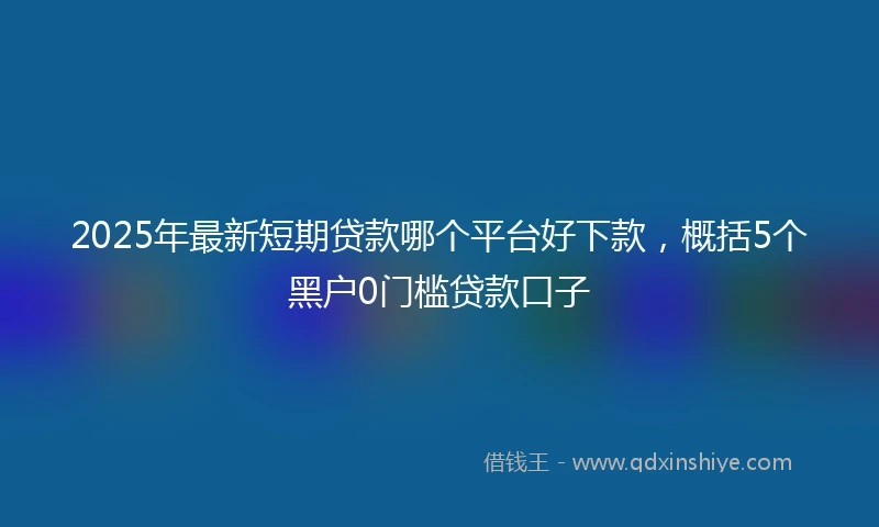 2025年最新短期贷款哪个平台好下款，概括5个黑户0门槛贷款口子