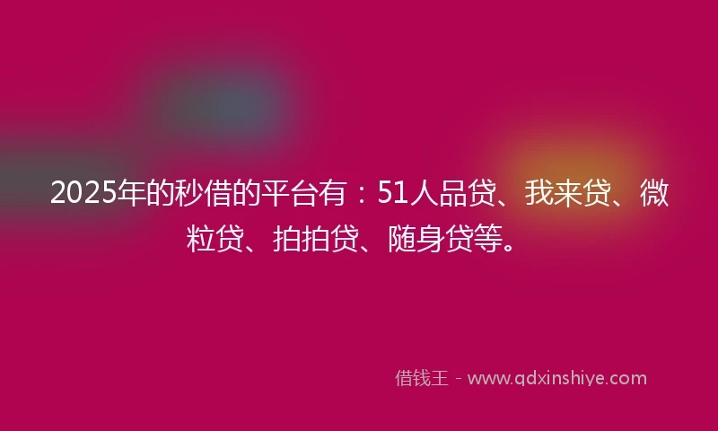 2025年的秒借的平台有：51人品贷、我来贷、微粒贷、拍拍贷、随身贷等。