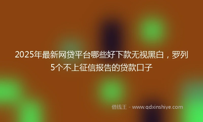 2025年最新网贷平台哪些好下款无视黑白，罗列5个不上征信报告的贷款口子