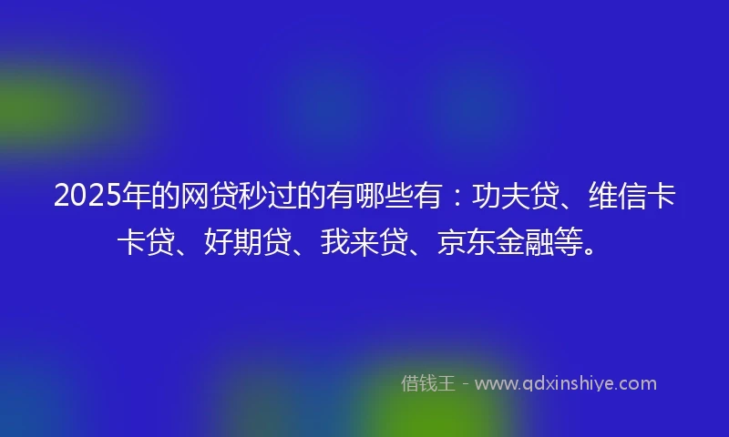 2025年的网贷秒过的有哪些有：功夫贷、维信卡卡贷、好期贷、我来贷、京东金融等。