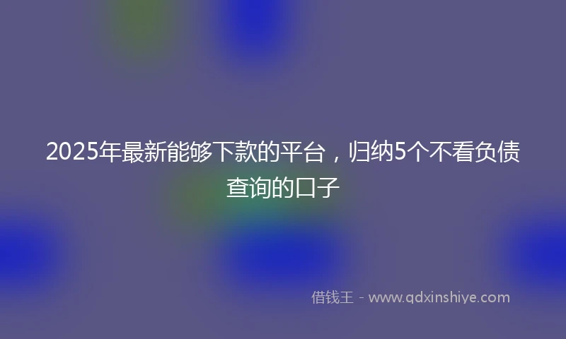 2025年最新能够下款的平台，归纳5个不看负债查询的口子