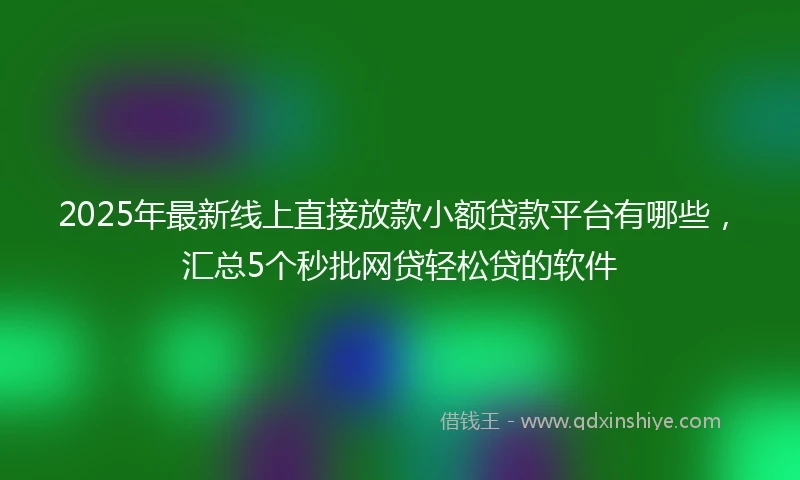 2025年最新线上直接放款小额贷款平台有哪些，汇总5个秒批网贷轻松贷的软件