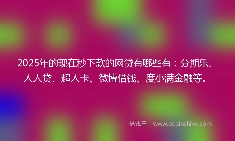 2025年的现在秒下款的网贷有哪些有：分期乐、人人贷、超人卡、微博借钱、度小满金融等。
