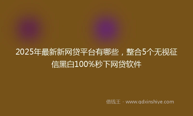 2025年最新新网贷平台有哪些，整合5个无视征信黑白100%秒下网贷软件