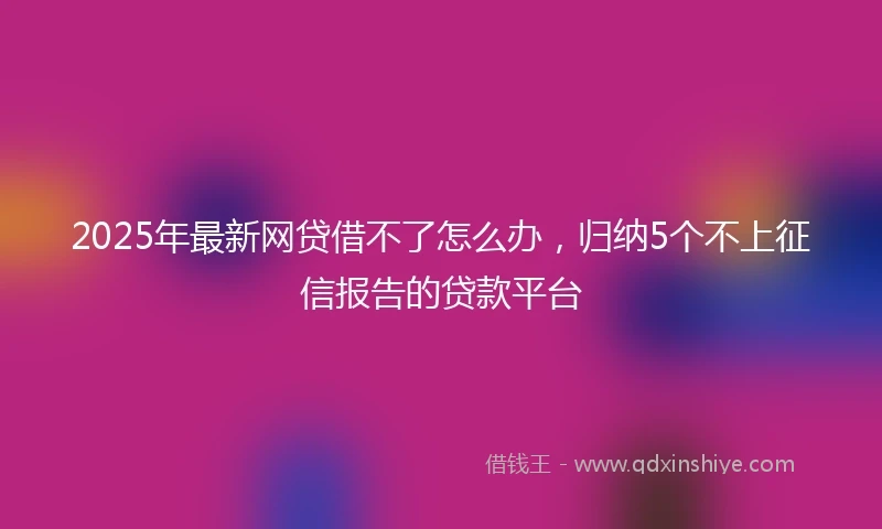 2025年最新网贷借不了怎么办，归纳5个不上征信报告的贷款平台