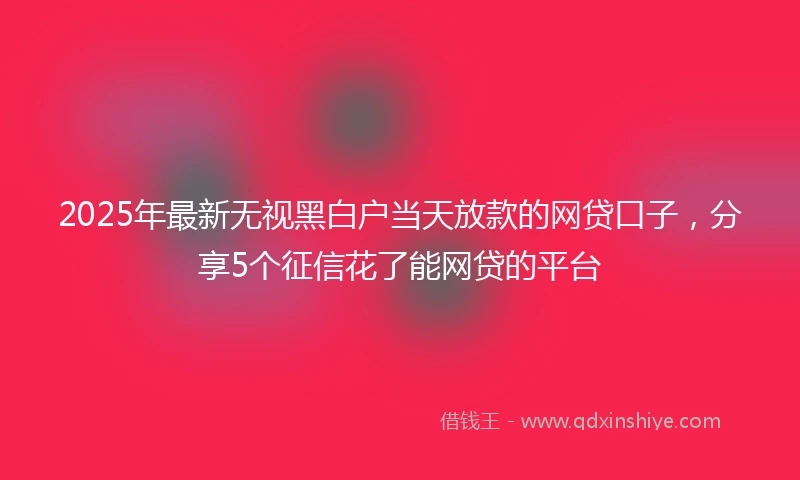 2025年最新无视黑白户当天放款的网贷口子，分享5个征信花了能网贷的平台
