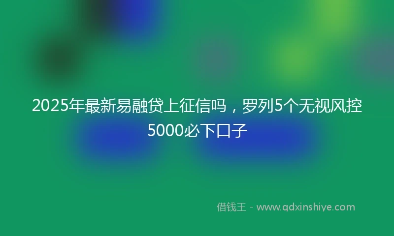2025年最新易融贷上征信吗，罗列5个无视风控5000必下口子