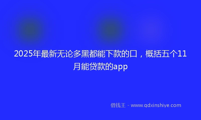 2025年最新无论多黑都能下款的口，概括五个11月能贷款的app