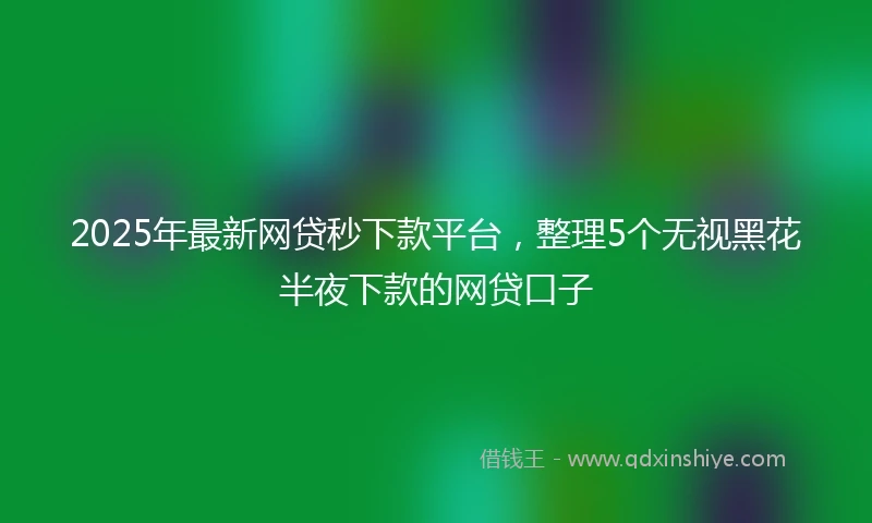 2025年最新网贷秒下款平台，整理5个无视黑花半夜下款的网贷口子