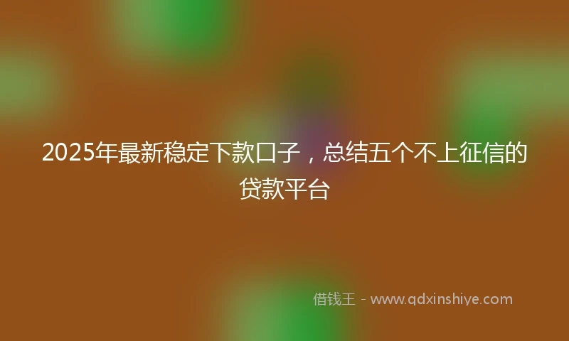 2025年最新稳定下款口子，总结五个不上征信的贷款平台