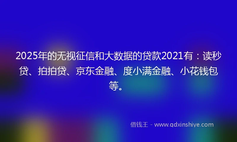 2025年的无视征信和大数据的贷款2021有：读秒贷、拍拍贷、京东金融、度小满金融、小花钱包等。