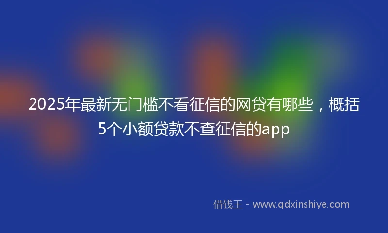 2025年最新无门槛不看征信的网贷有哪些，概括5个小额贷款不查征信的app