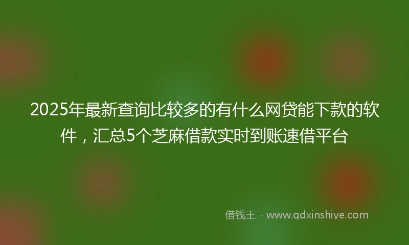 2025年最新查询比较多的有什么网贷能下款的软件，汇总5个芝麻借款实时到账速借平台