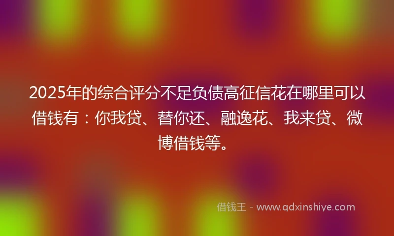 2025年的综合评分不足负债高征信花在哪里可以借钱有：你我贷、替你还、融逸花、我来贷、微博借钱等。