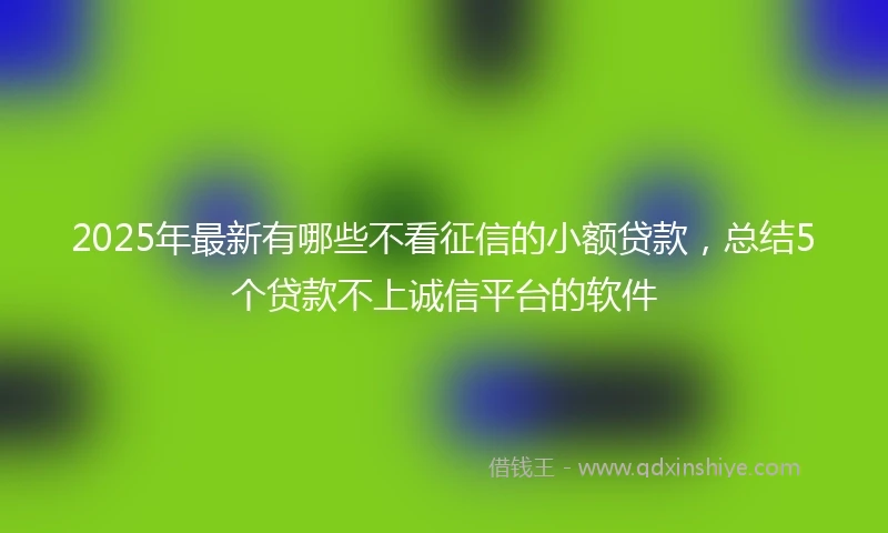 2025年最新有哪些不看征信的小额贷款，总结5个贷款不上诚信平台的软件