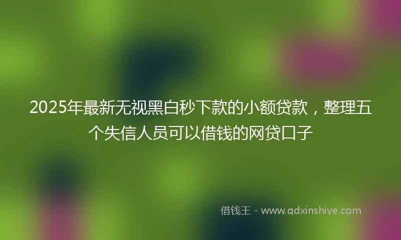 2025年最新无视黑白秒下款的小额贷款，整理五个失信人员可以借钱的网贷口子