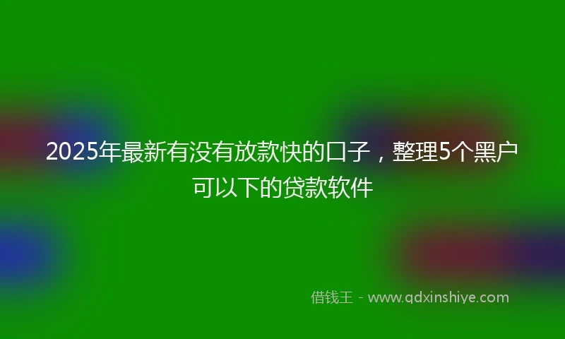 2025年最新有没有放款快的口子，整理5个黑户可以下的贷款软件