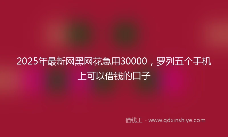 2025年最新网黑网花急用30000，罗列五个手机上可以借钱的口子