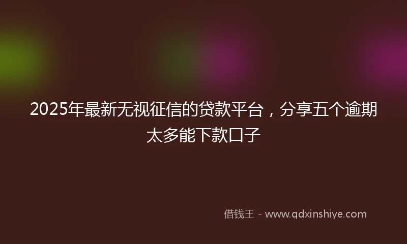 2025年最新无视征信的贷款平台，分享五个逾期太多能下款口子