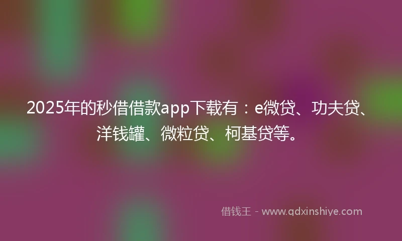 2025年的秒借借款app下载有：e微贷、功夫贷、洋钱罐、微粒贷、柯基贷等。